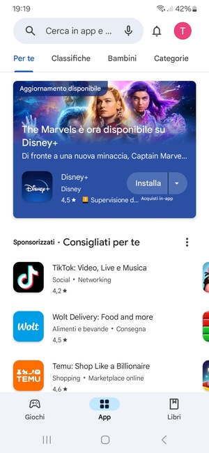 Seleziona la barra di ricerca