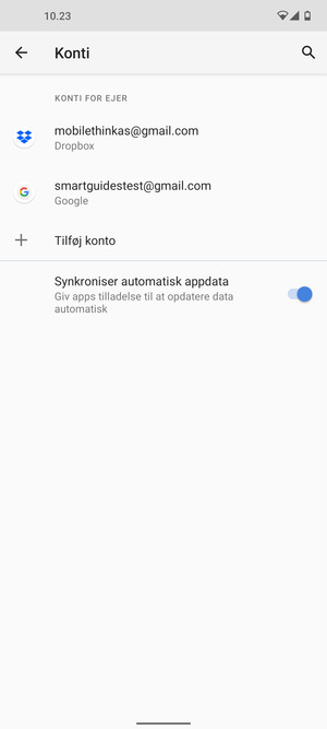Vælg din Google konto