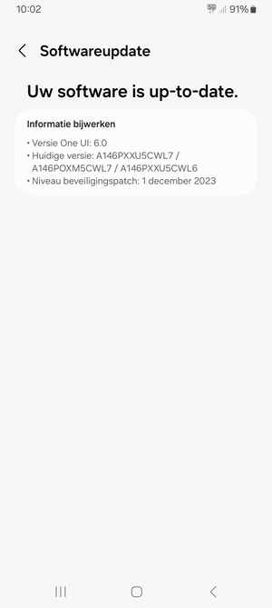 Als uw telefoon up-to-date is, zult u het volgende scherm zien