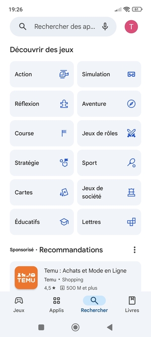 Sélectionnez la barre de Recherche