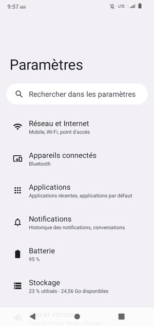Sélectionnez Réseau et Internet