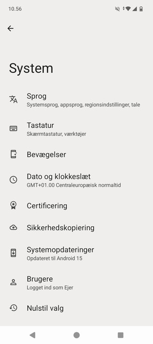 Vælg Sikkerhedskopiering