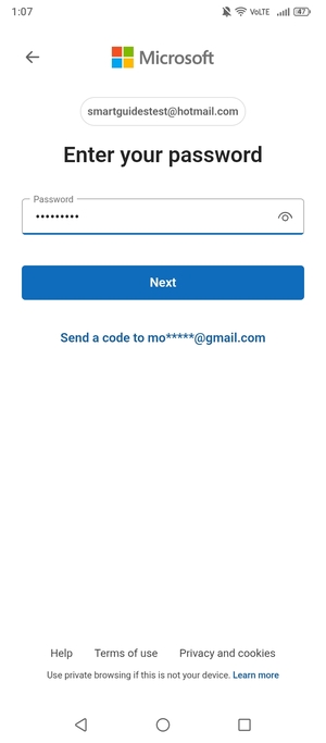Enter your Password and select Next