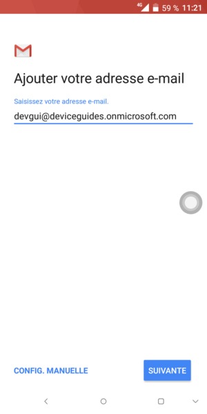 Saisissez votre adresse e-mail et sélectionnez SUIVANTE