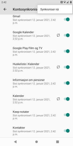 Velg Synkroniser nå