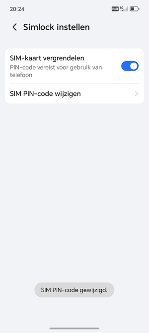 Uw SIM PIN-code is gewijzigd