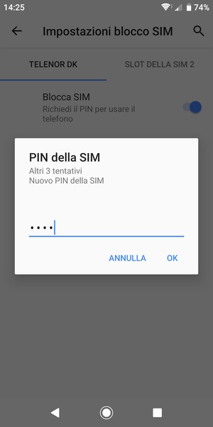 Inserisci Nuovo PIN della SIM e seleziona OK