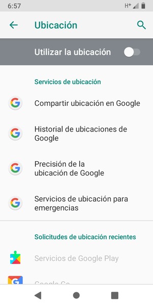 Desactive Utilizar la ubicación