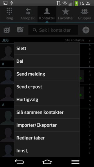 Velg Importer/Eksporter