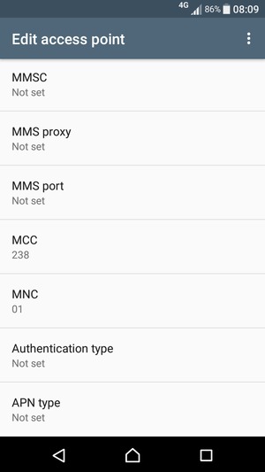 Scroll down and enter MMS information