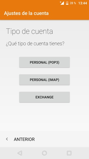 Seleccione PERSONAL (POP3) o PERSONAL (IMAP)