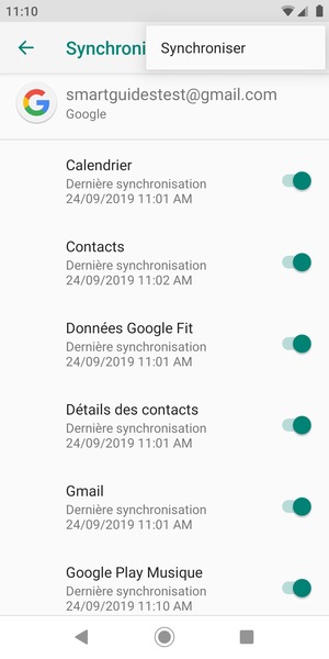 Sélectionnez Synchroniser