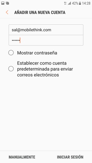 Introduzca su Dirección de correo electrónico y Contraseña. Seleccione MANUALMENTE