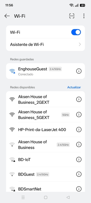 Ahora está conectado a la red Wi-Fi