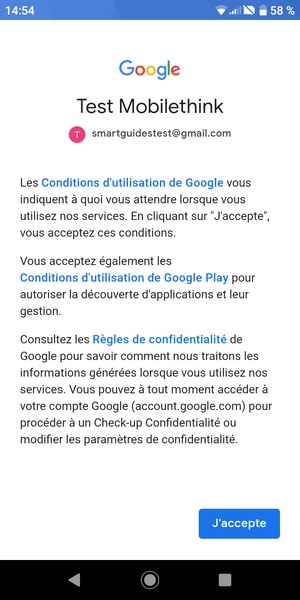 Sélectionnez J'accepte