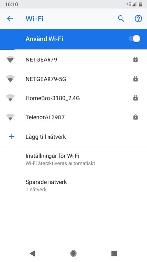 Tryck på det trådlösa nätverket som du vill ansluta till
