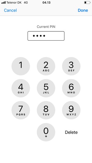 Enter your Current PIN and select Done