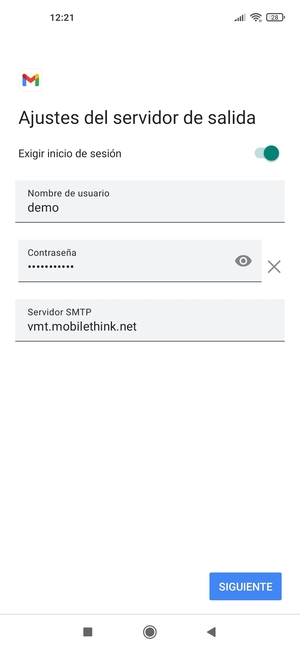 Introduzca la dirección de servidor saliente