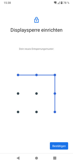 Zeichnen Sie das Entsperrmuster erneut und wählen Sie Bestätigen
