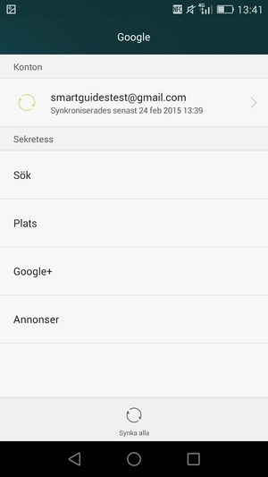 Tryck på ditt säkerhetskopieringskonto