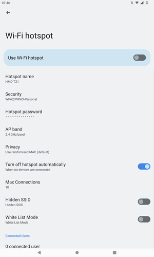Select Hotspot password
