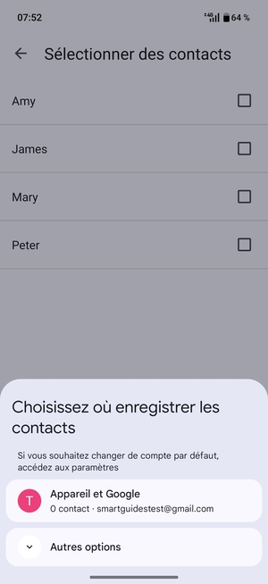 Sélectionnez  Appareil et Google