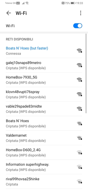 Ora sei connesso alla rete Wi-Fi