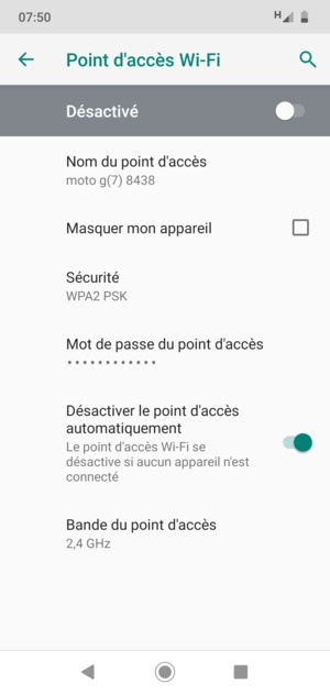Sélectionnez Mot de passe du point d'accès