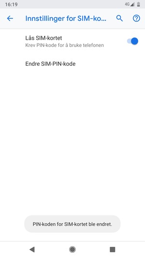 Din PIN-kode for SIM-kort er endret