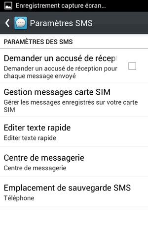 Sélectionnez Centre de messagerie