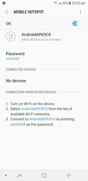 Your phone is now set up for use as a modem