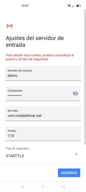 Seleccione Tipo de seguridad