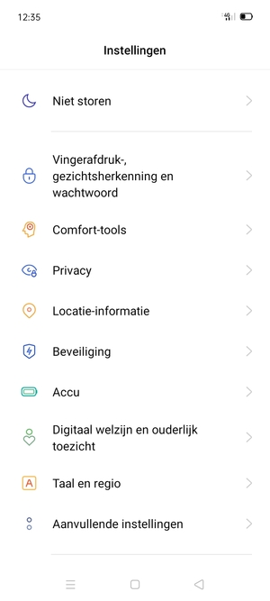 Scroll naar en selecteer Accu