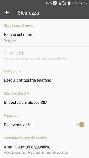 Seleziona Impostazioni blocco SIM