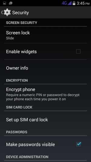 Select Screen lock