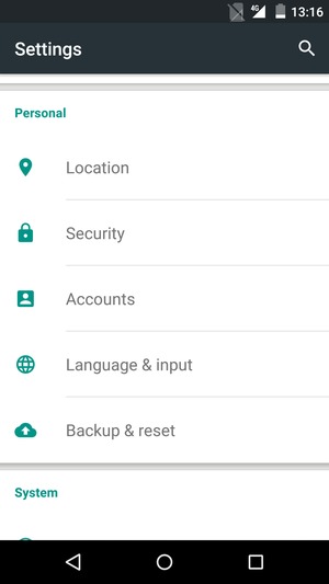 Scroll to and select Security