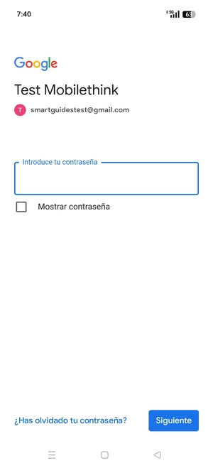 Introduzca su contraseña y seleccione Siguiente
