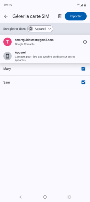 Sélectionnez votre compte Google