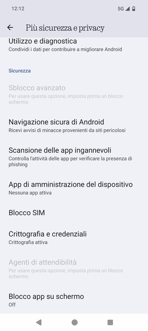 Scorri e seleziona  Blocco SIM