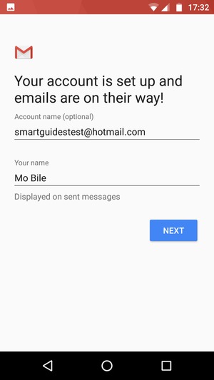 Give your account a name and enter your name. Select NEXT