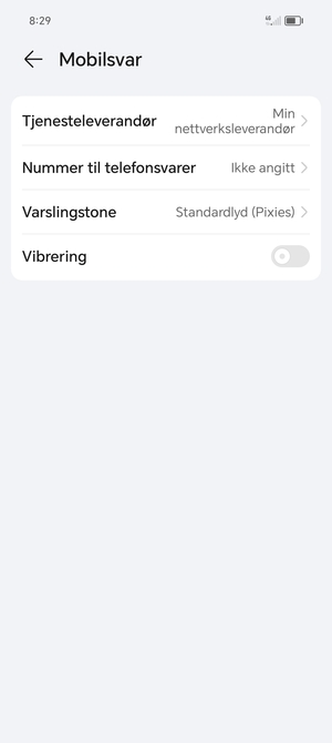 Velg Nummer til telefonsvarer
