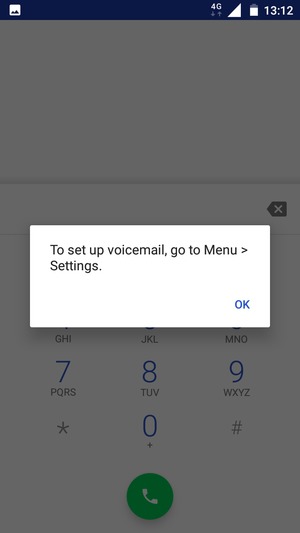 If your voicemail is not set up, select OK