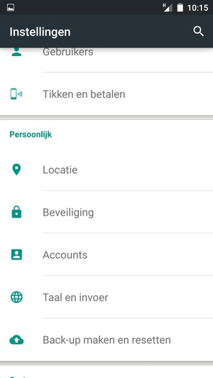 Keer terug naar het Instellingen menu en selecteer Accounts