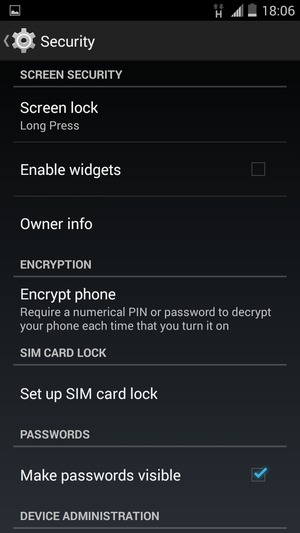 Select Screen lock