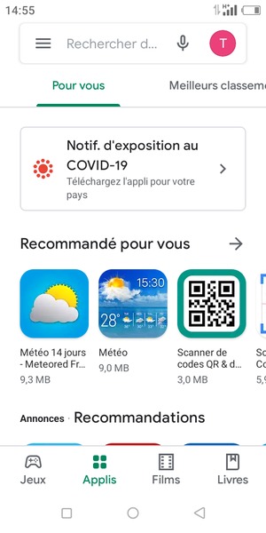 Sélectionnez la barre de Recherche