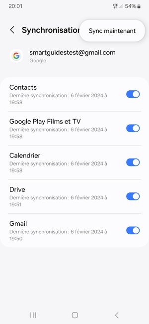 Sélectionnez Sync maintenant