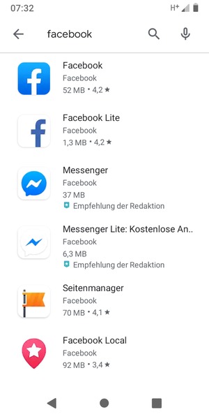 Wählen Sie die App
