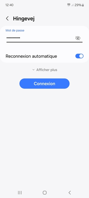 Saisissez le mot de passe du Wi-Fi et sélectionnez Connexion
