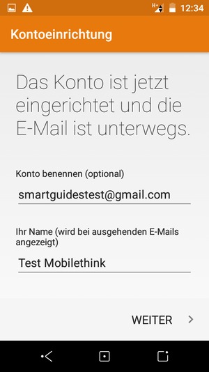Geben Sie Ihrem Konto einen Namen und geben Sie Ihren Namen ein. Wählen Sie WEITER