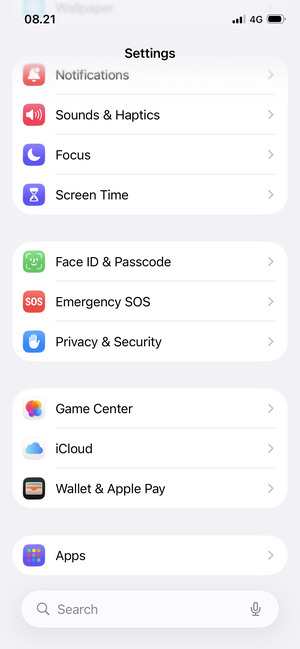 Return to the Settings menu and scroll to and select Apps